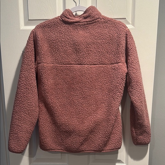 Pink Cowl Turtleneck Sweater with Fluffy Texture and Relaxed Fit - Picture 3 of 3